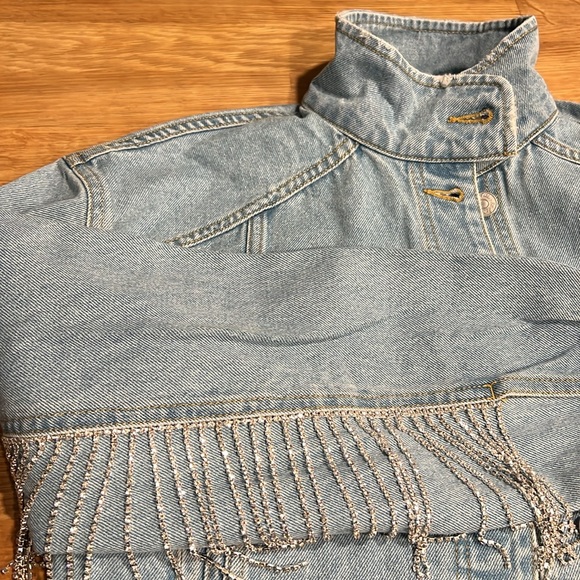 Free People Denim Jacket with detail rhinestones. - Picture 10 of 10